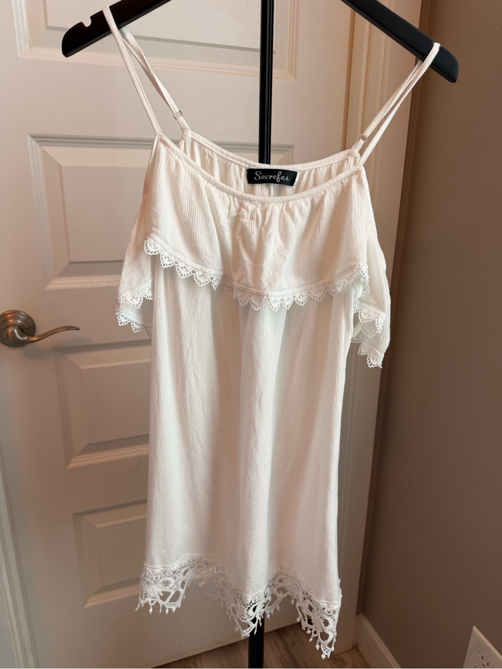 White Lace-Trim Chemise Slip Dress